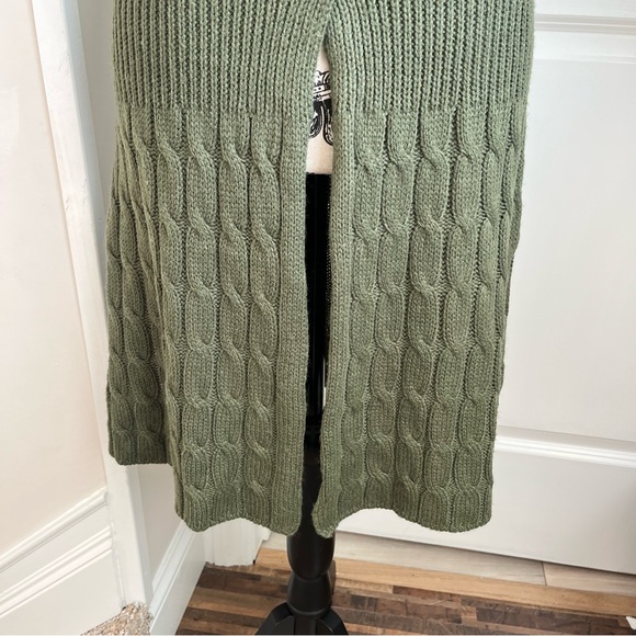 Mandee Cable Knit Bat Sleeve Duster Cardigan Green Sz L - Picture 7 of 16